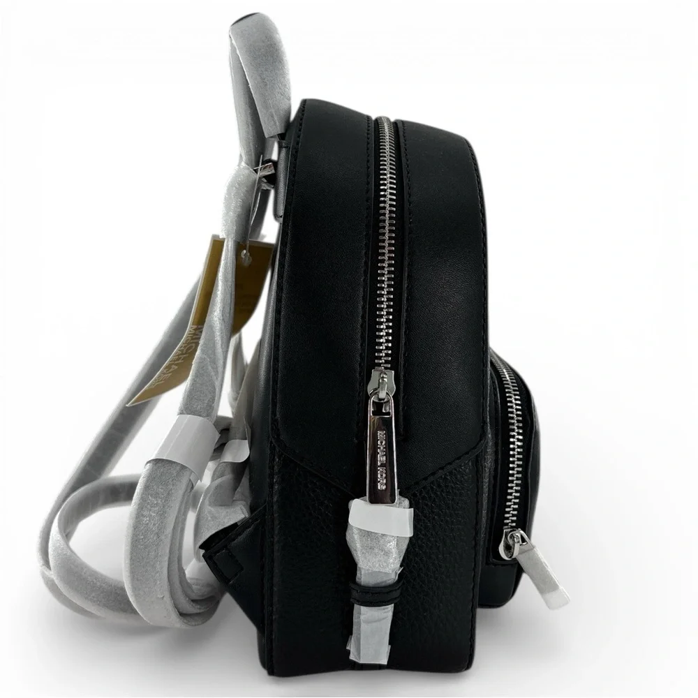 Michael Kors Jaycee XS Black Pebbled Leather Convertible Mini Backpack Crossbody